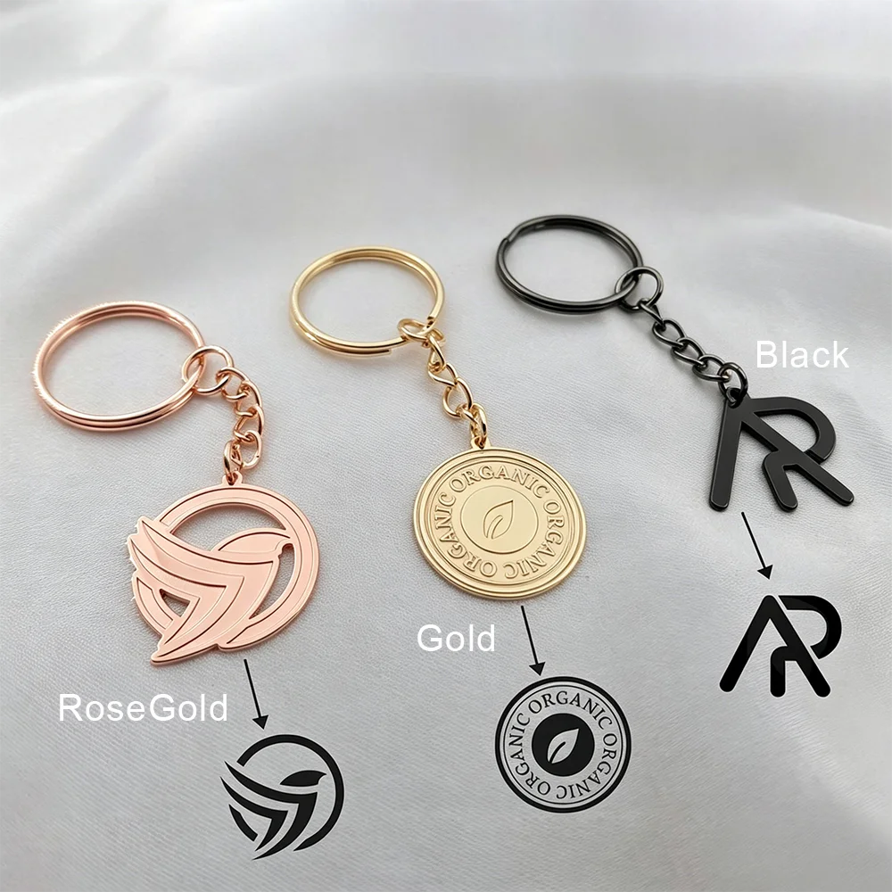 Personalized Custom Logo Keychain Stainless Steel Etched Engrave Brand Name Key Ring Business Corporate Promotion Gift Key Chain