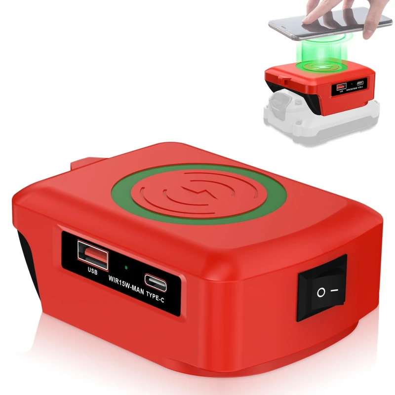 

Portable Wireless Mobile Phone Charger Fast Charger with USB & Type-C Ports Supports Tablet Charging for Craftsman 20V Batteries