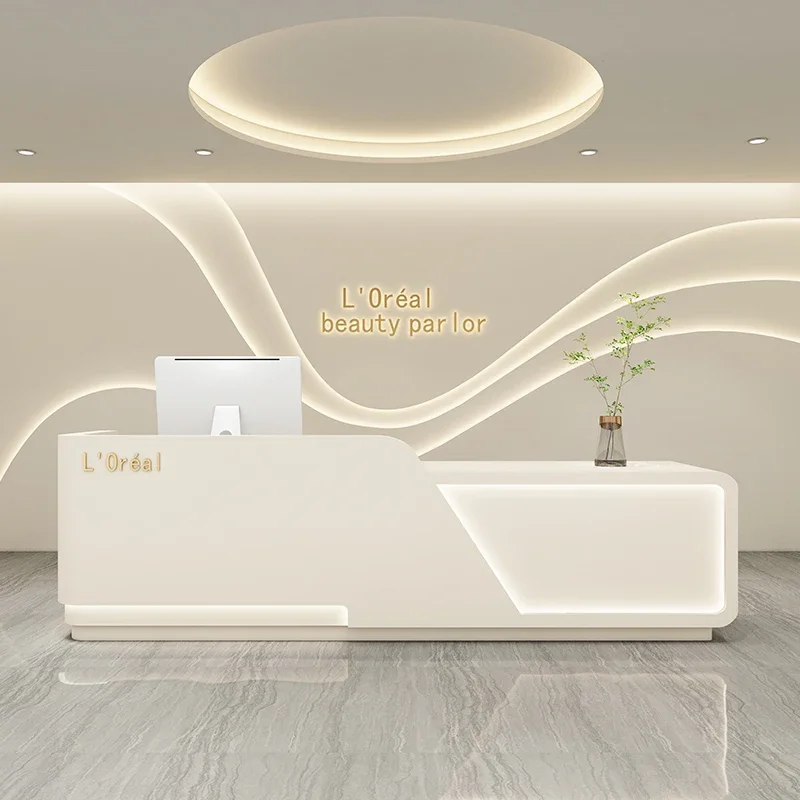 

Современная стойка ресепшн, стол для администратора, мебель для салона красоты, парикмахерской, косметического кабинета, подиум для выступлений Хранение