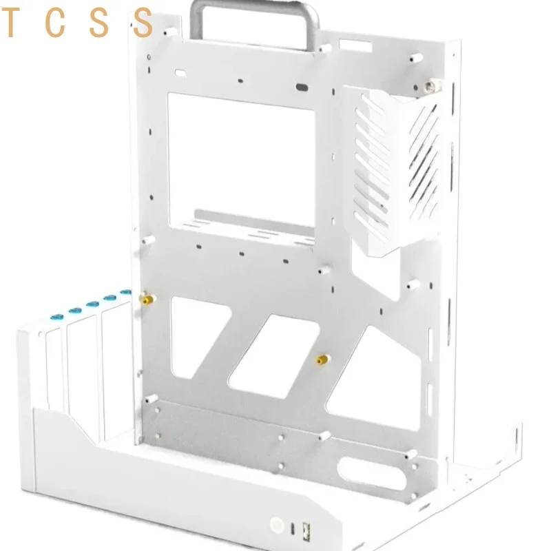 Vertical Open Frame ITX PC Case Aluminum Portable Mini Integrated Desktop Computer Chassis with Front IO USB 3.0