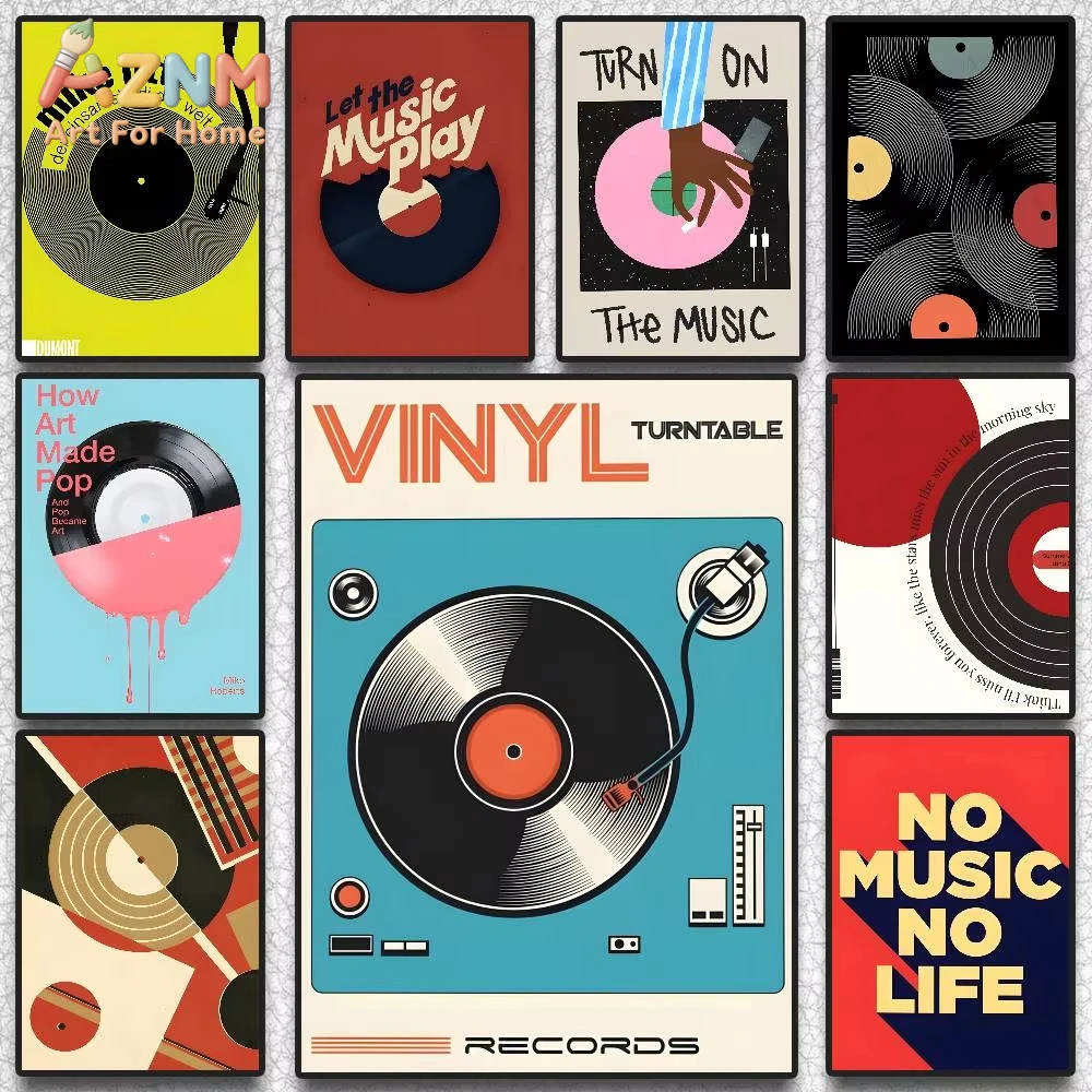 

1pc Mid Century Retro Vinyl Records Poster HD art wall waterproof home living room bedroom bar aesthetic decoration