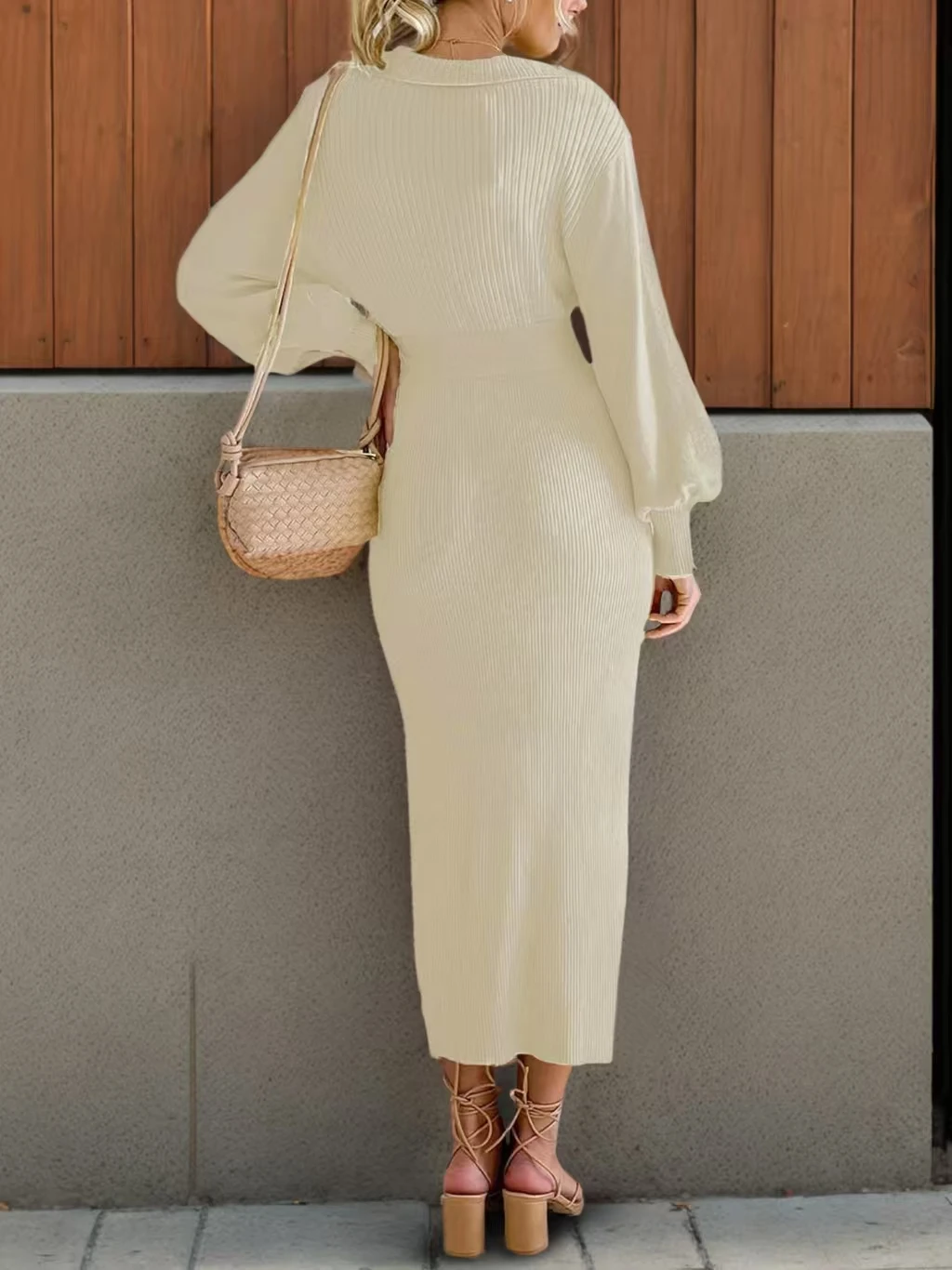 Faionable محبوك سليم صالح الدكتور العصرية مربوط سترة طويلة Dr عالية الخصر الخامس ني البوليستر طويل Sve خطوة واحدة تنورة fo...