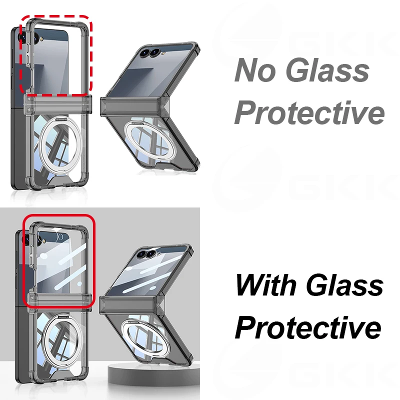 Silicone Airbag Bumper Soft Case for Samsung Galaxy Z Flip 7 Case Magnetic Charge Ring Holder Hinge Cover For Galaxy Z Flip7