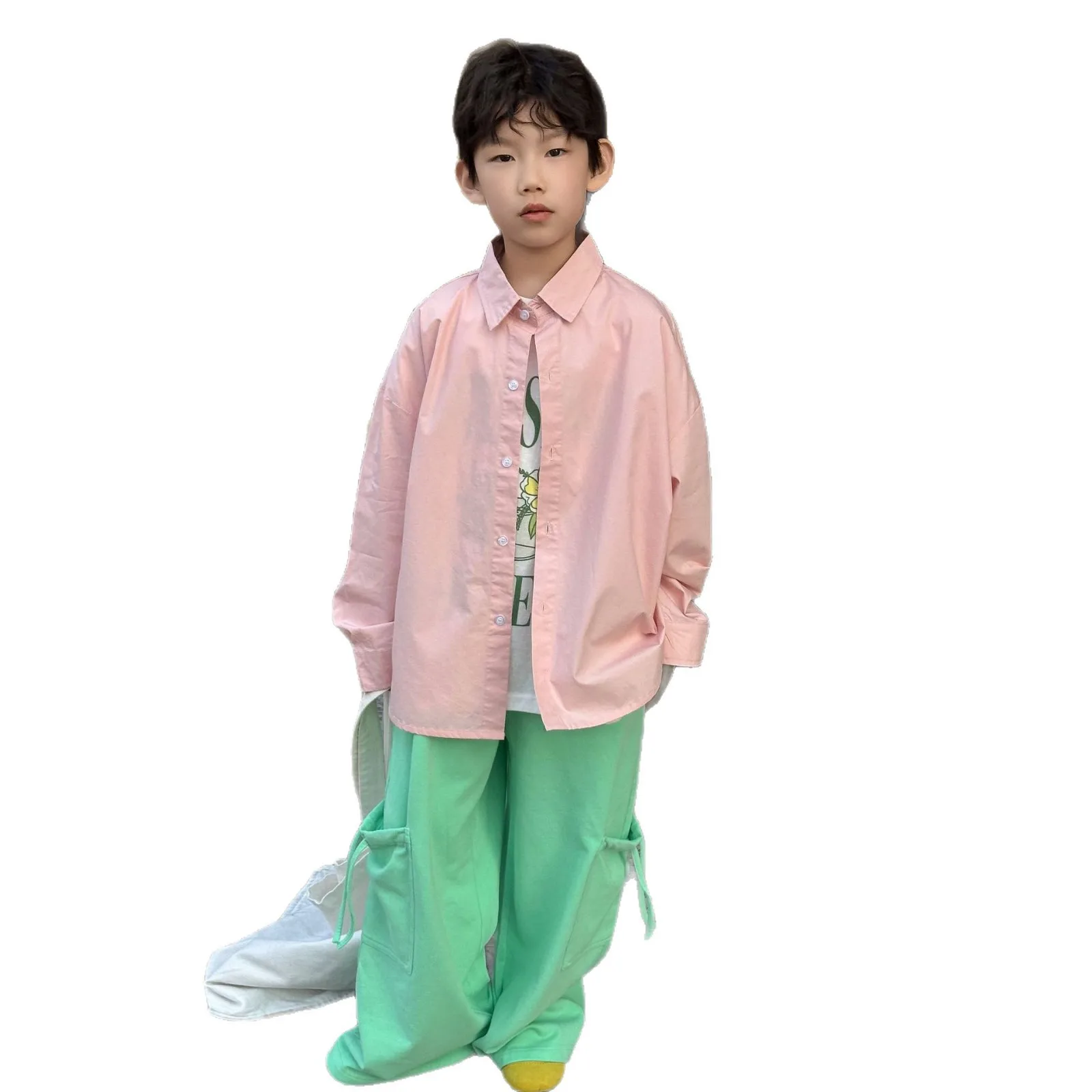 

Boys Shirt Long Sleeve Spring 2026 Spring and Autumn New Children's Cotton Top Versatile Lapel Korean Top Children's Clothing