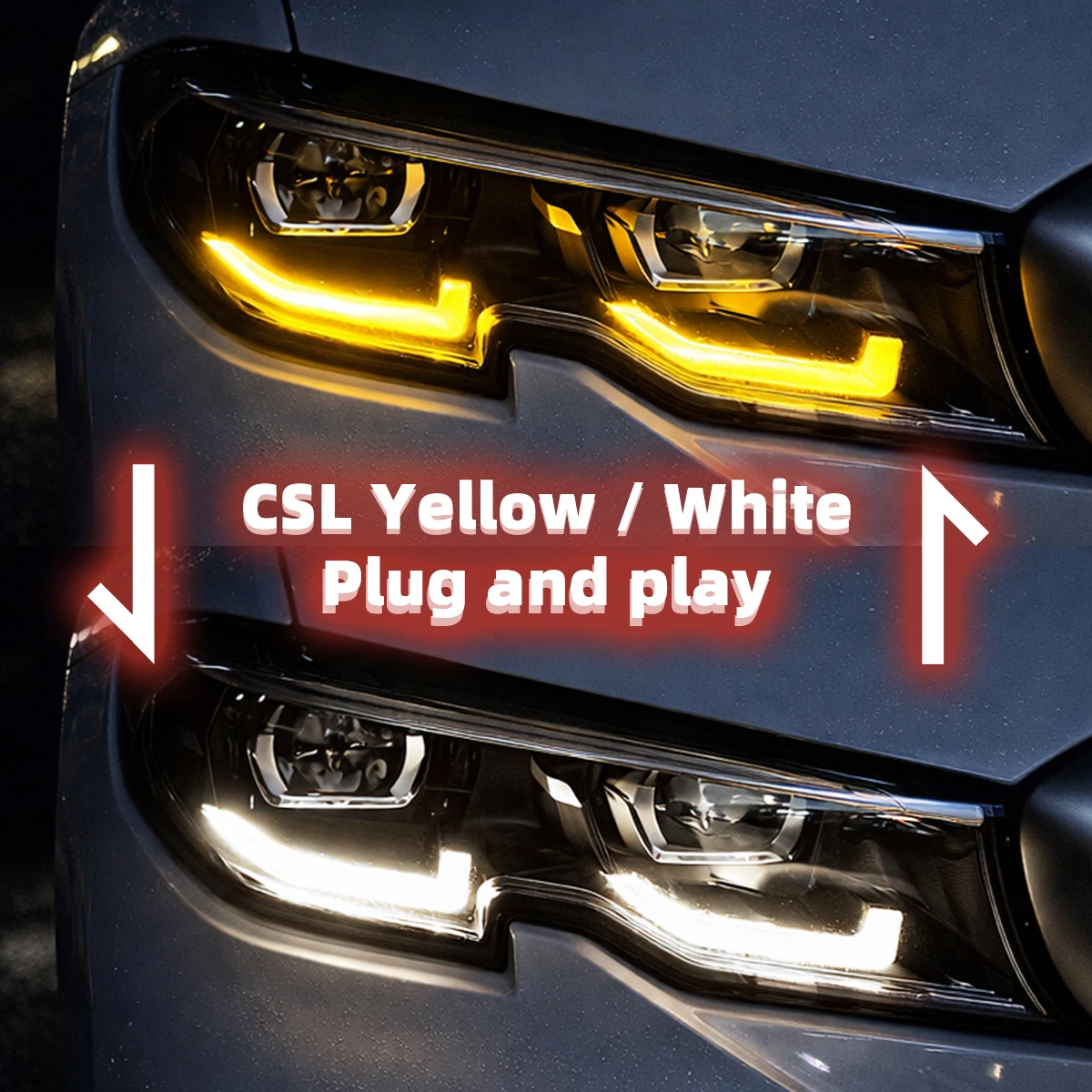 For BMW 3 Series G20 G21 2019-2022 Dual Color DRL CSL Yellow White High Beam Switch Plug and Play Daytime Running Light