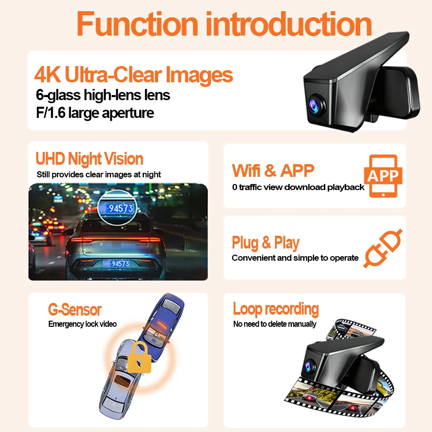 التوصيل والتشغيل اللاسلكية واي فاي داش كام سيارة DVR مسجل كاميرات لفولفو V60 S60 2015-2025 داش كام UHD 4K 2160P داش كام