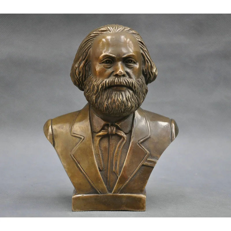 

Crafts Old Bronze Hand Carved Marx Decoration Statue