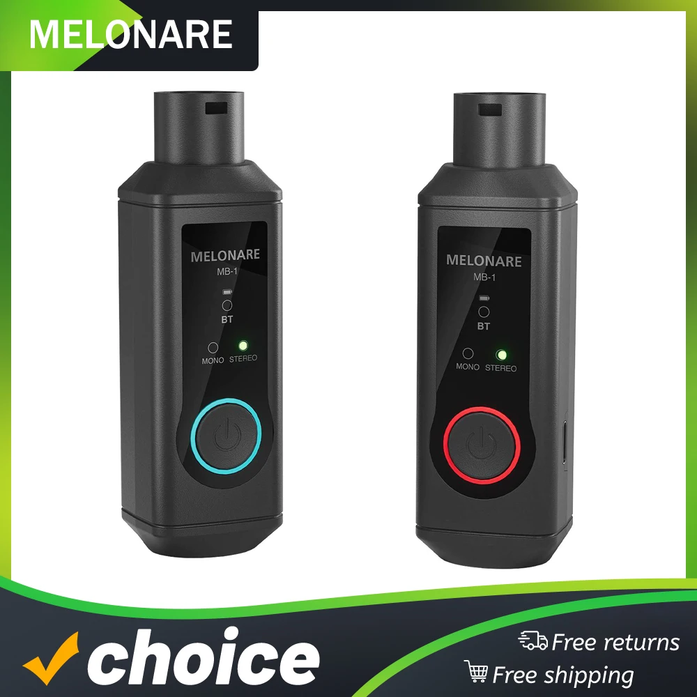 Receptor Bluetooth XLR Inalámbrico MELONARE MB-1 BT 5.3, Audio de Alta Fidelidad, Modo Mono/Estéreo, Alcance de 150 pies para Altavoces, Mezcladoras