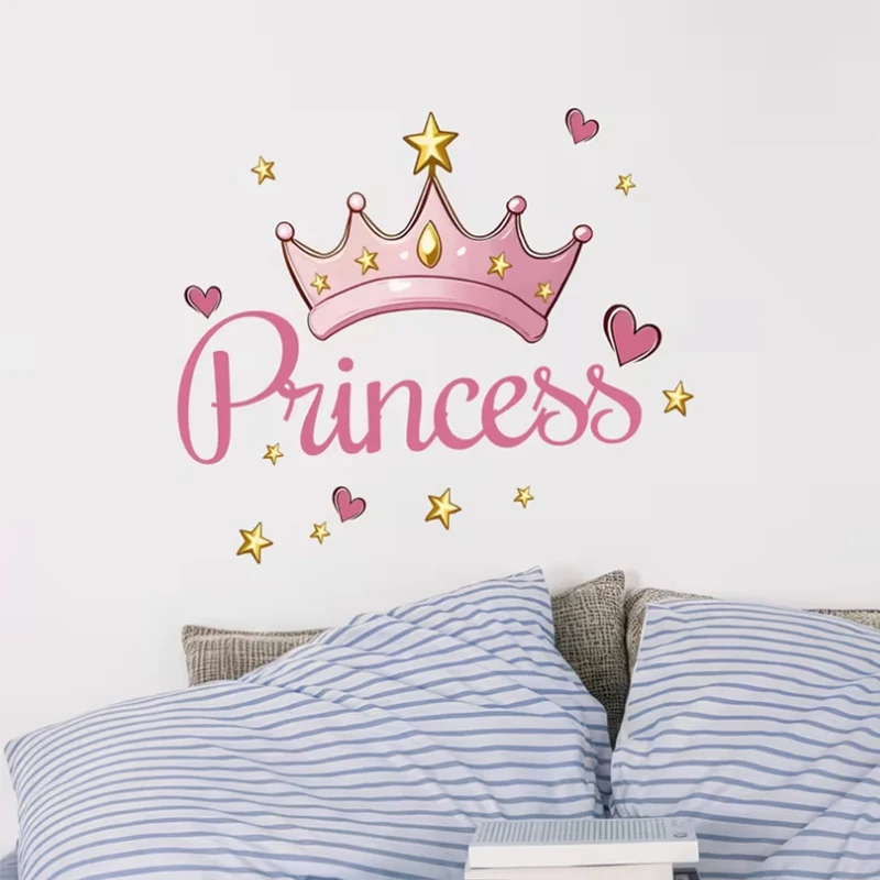 baby girls room 3d princess crown wall sticker self adhesive nursery wall art decal