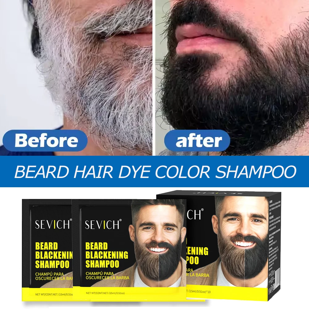 Hair Dye Shampoo Black Beard Dye Moustache Cream Instant Blackening Color Permanent Beard Dye Shampoo Cover White Grey Hair