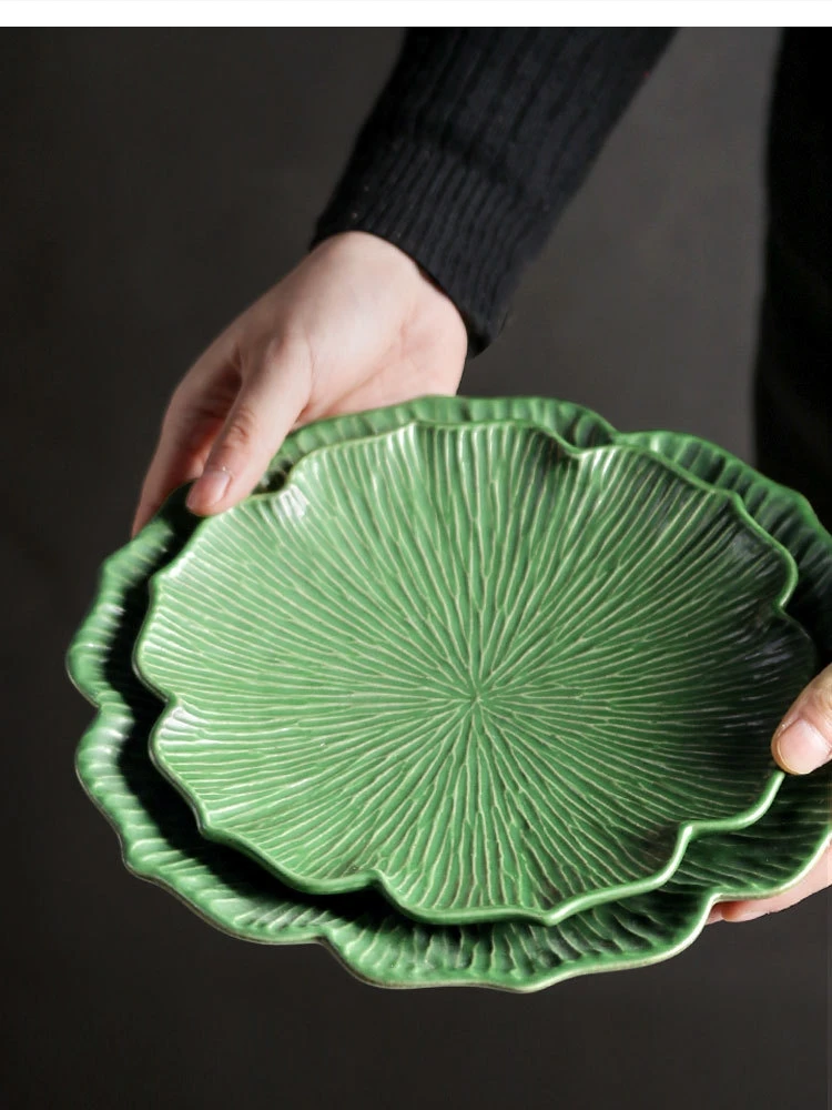 

handmade lace diner 24.5cm spaghetti dish flower-shaped household ceramic shaped