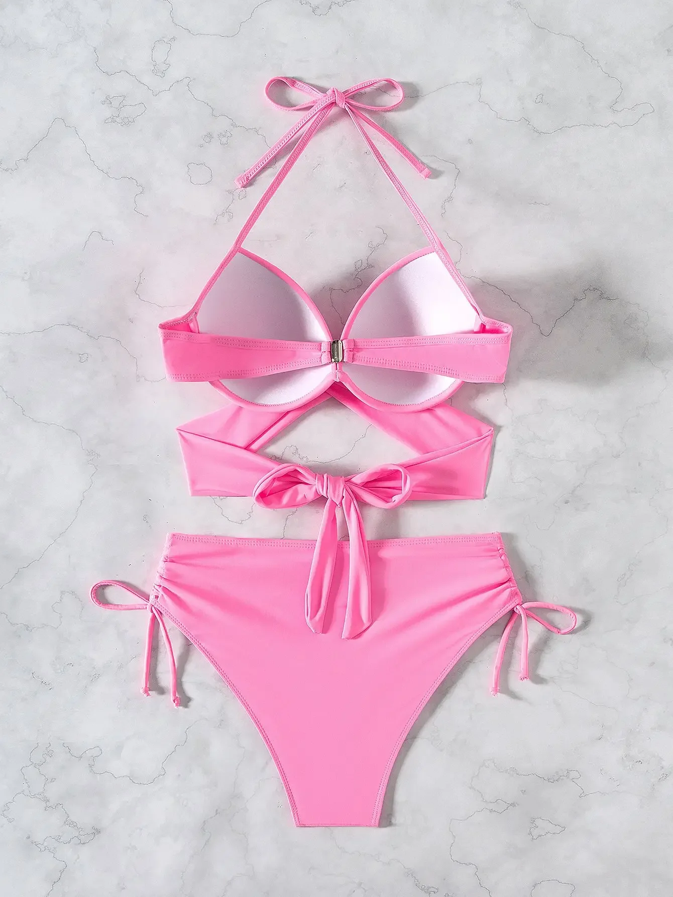 جديد مثير الصليب التفاف رفع البيكينيات 2025 النساء ملابس السباحة الإناث قطعتين الوردي عالية الخصر مجموعة البكيني الاستحمام ثوب السباحة #2