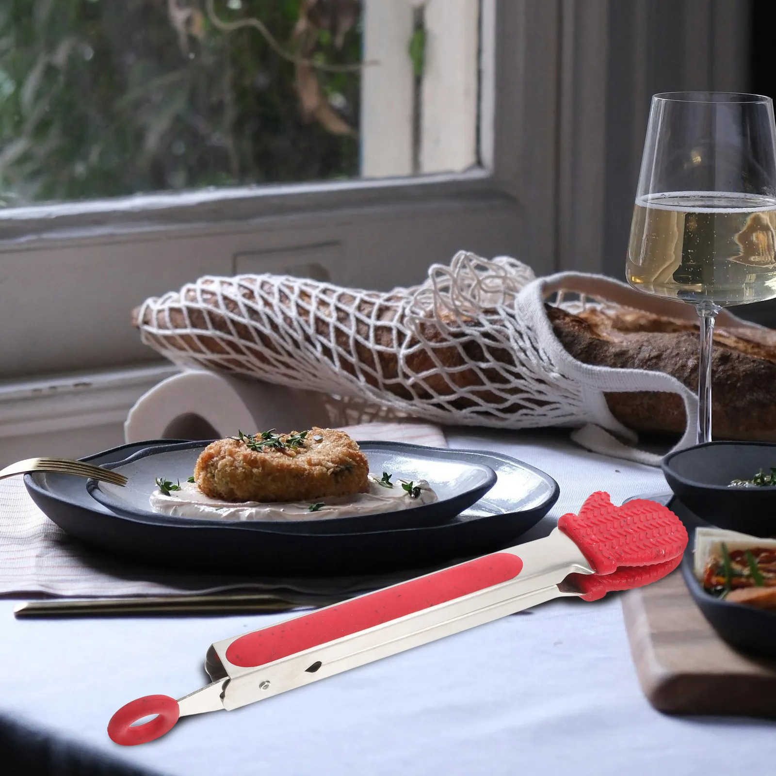 

1Pcs Christmas Themed Food Tongs Stainless Steel Bread Clip Steak Clamp Lightweight Ergonomic Handle Kitchen Serving Tool