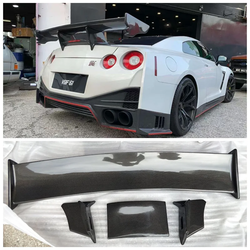 

For Nissan GTR R35 2009-2022 High Quality Carbon Fiber / FPR Black Car Rear Wing Trunk Lip Spoiler