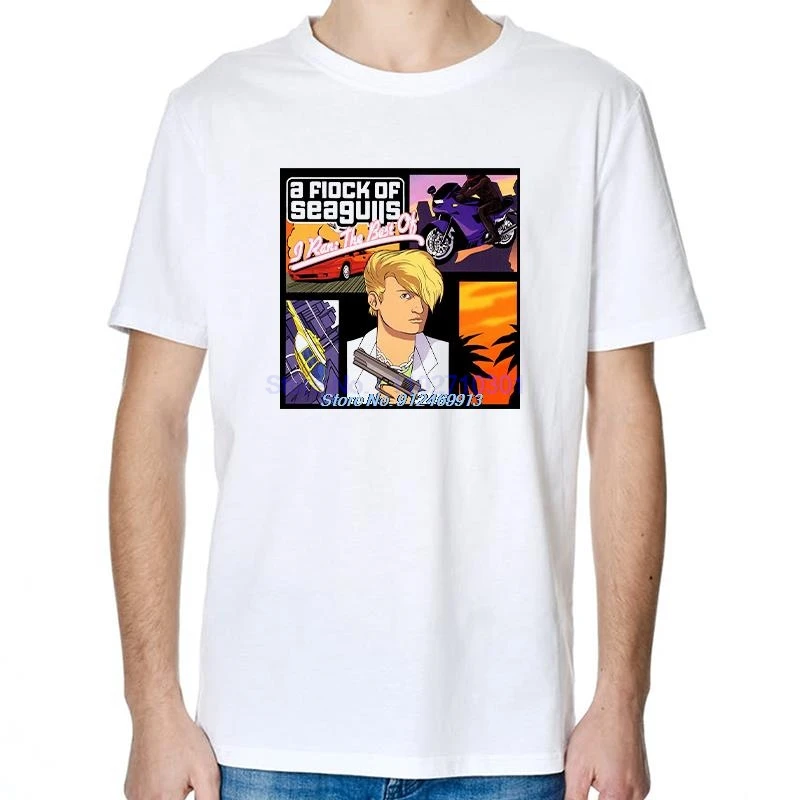 A Flock Of Seagulls Discografia Album Harajuku Graphic T Shirts Summer Tees Tops Cotton Short Sleeve T-Shirts Mens Print T Shirt