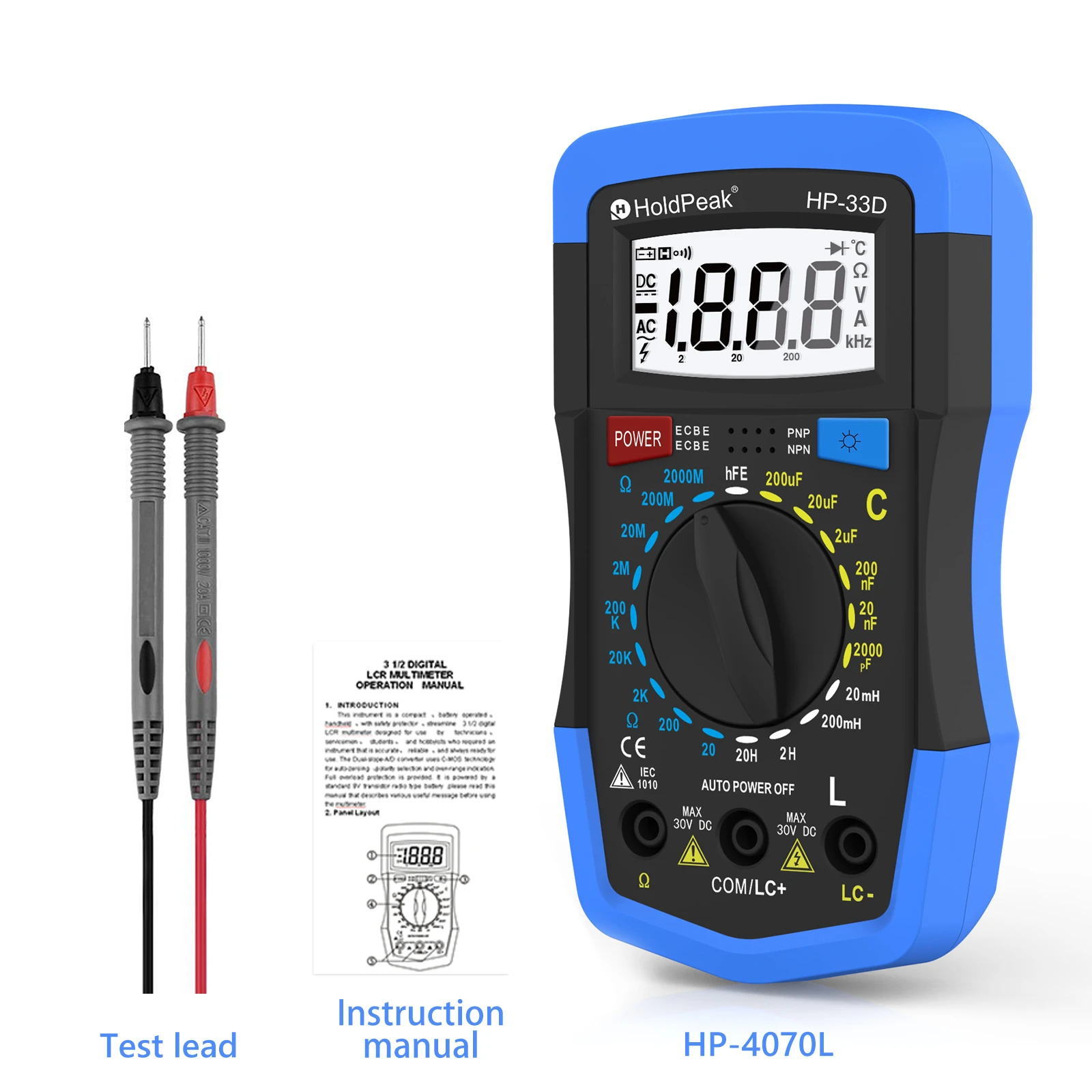 HP-4070L Digitale LCR-meter Inductie 20MH-20H Weerstand Capaciteitsmeter 2000pF ~ 200μF Ohmmeter 20Ω ~ 2000MΩ Capaciteitsmeter