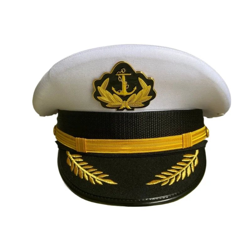 

US Naval Officers Cap U.S.N Captain's Hat Maritime Service Ship Sailor Militar Accessories White Yacht Boat Visor Caps Hats