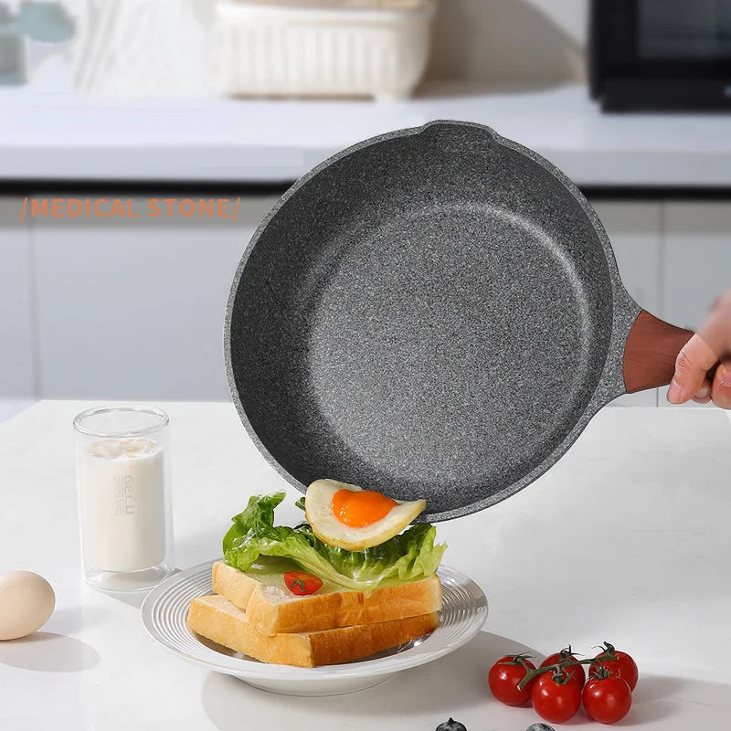 DONNOR Nonstick Frying Pan with Lid 24/26/28cm Medical stone Frying pan Woks Omelette Pan Grilled Steak Pans Healthy Cookware