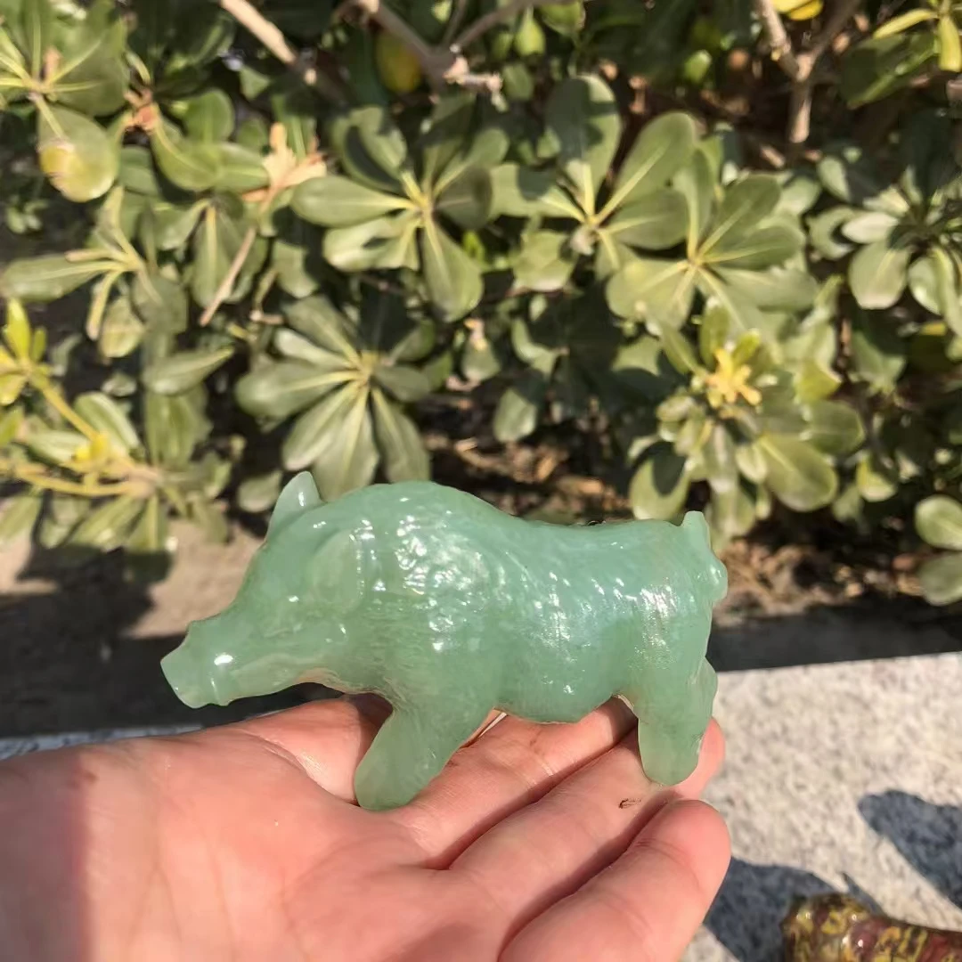 

1PC Pig Statue Natural Stone Crystal Hand Carved Healing Animal Figurine Reiki Gemstone Craft Home Decoration Gift