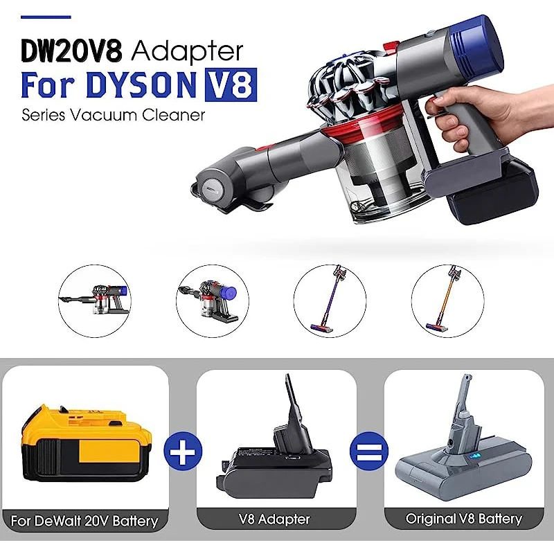 Makita/Dewalt/Milwaukee 18V 리튬 이온 배터리 용 Dyson V6 V7 V8 용 배터리 어댑터 DC59 DC58 DC62 SV09 SV05 SV10 V8 Absolute