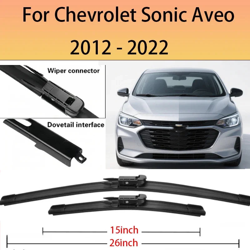 

Car Wiper Front Wiper Blades Set For Chevrolet Sonic Aveo 2012 - 2022 2021 2020 2019 Windshield Windscreen Rain Brushes 26"+15"