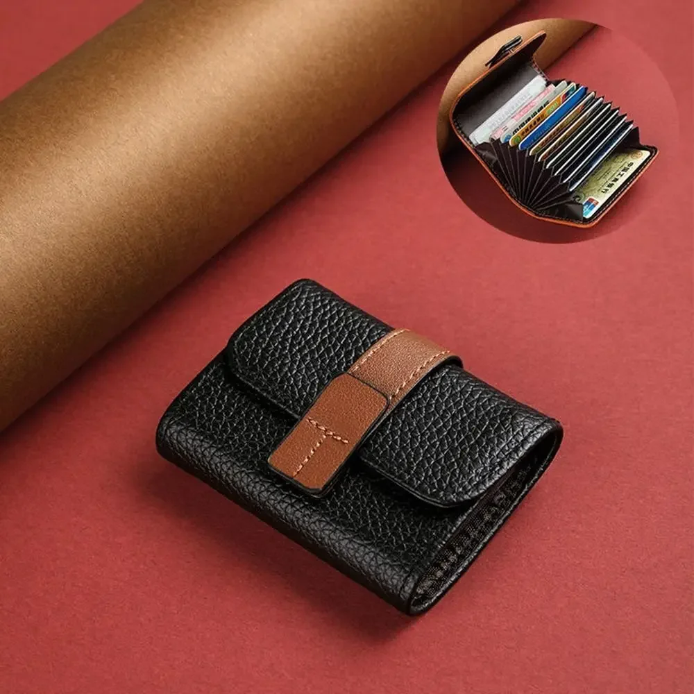 Solid Color PU Leather Women Multi-card Slot Credit Card Holder Business ID Card Case Wallet with Coin Pocket Driver License