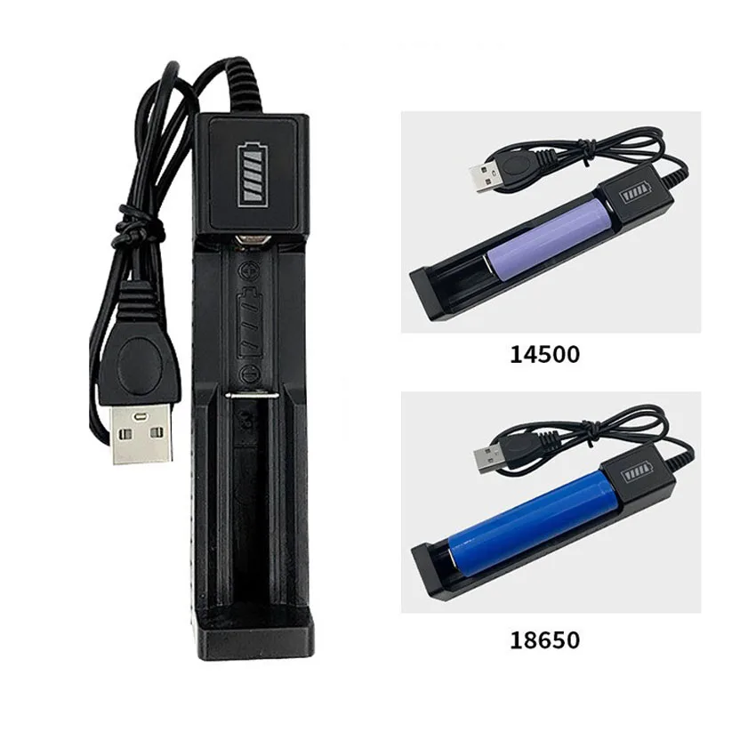 18650 USB Battery Charger Universal 1 Slot Smart Quick Charging for Rechargeable Lithium Batterie Charge 14500 16650 14650 18500