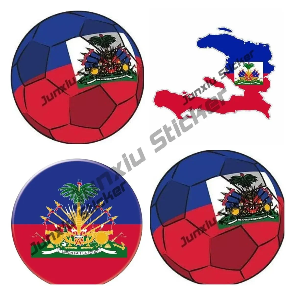 HaitiFootball  Sticker Self Adhesive Premium Vinyl Car Decal Haitian Flag Football Truck Bumper Sticker Sticks to Any Surface