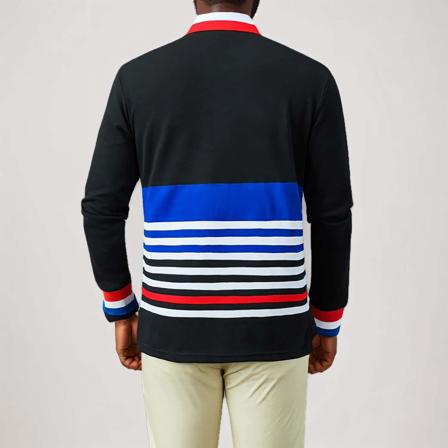 Classic New Men's Long Polo Shirts Striped Design Cotton Breathable Full Sleeve Casual Collar T Shirts for Men clothing