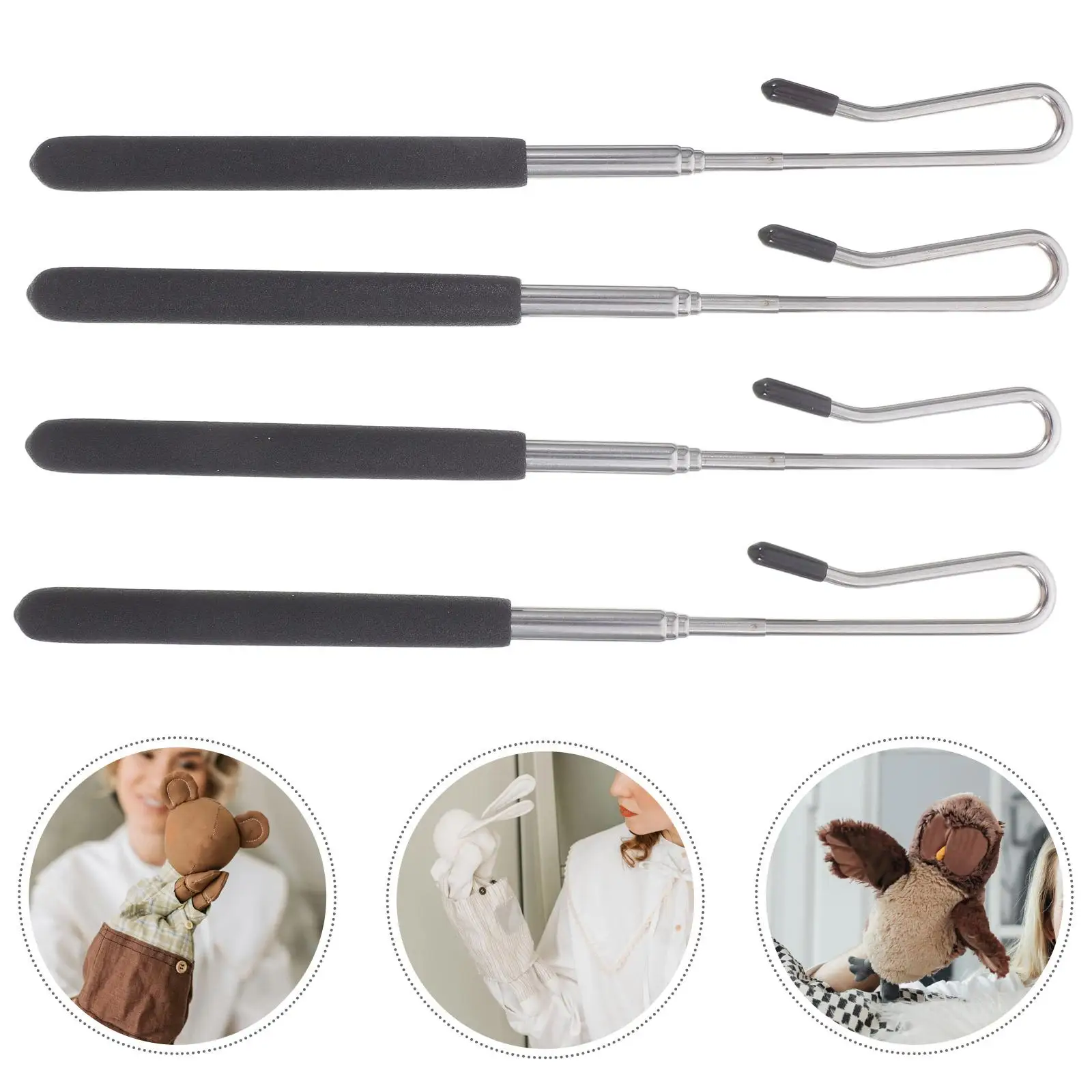 Varillas de Control de marionetas ajustables, mangos de brazo de Metal, palos de manipulación telescópicos, herramientas para marionetas, 4 Uds.