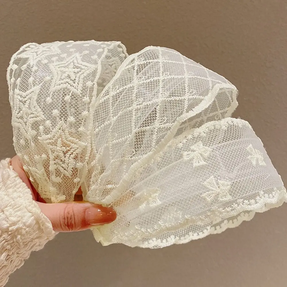 

Korean Style Embroidery Lace Headband Bowknot Wide Edges Bow Hair Band Fairy Hair Accessories Mesh Hair Hoop Headwear