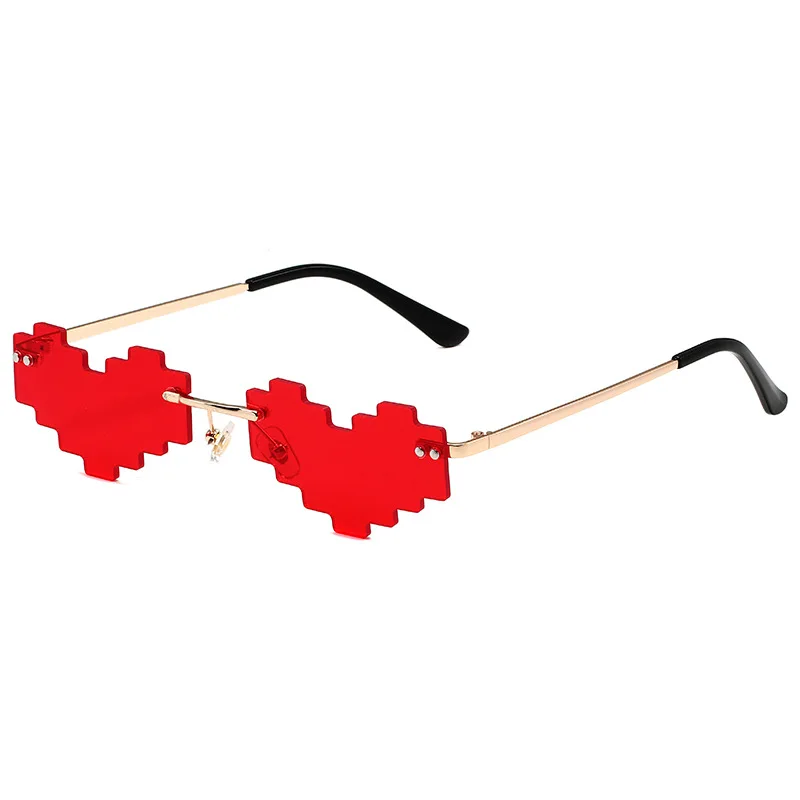 Heart Shape Effect Glasses Mosaic Style Sunglasses Women Fashion Rimless Ladies Sunshade Mirror Funny Party Men Eyewear