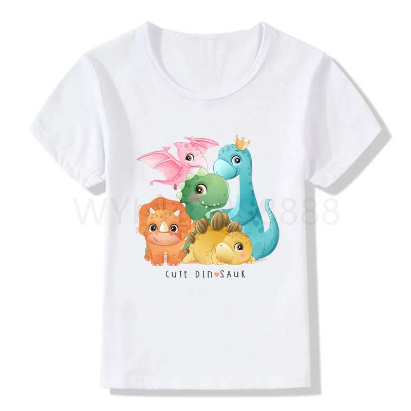 

Boys/Girls Cartoon Dinosaur Print T Shirt Kids Cute Birthday Gift Number Clothes Baby Dino Cartoon T-shirt