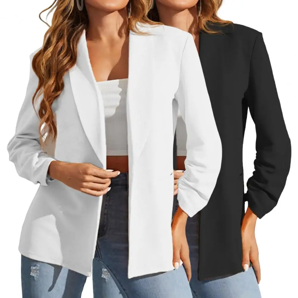 Long Sleeve Women Jacket Stylish Women's Office Jacket Elegant Long Sleeve Cardigan for Fall/spring Soft Mid Length for Business