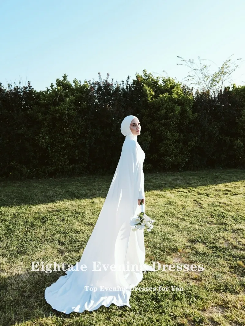 Eightale Arabic Wedding Dress Customized Ivory off the Shoulder A-Line Beaded Rhinestones Luxury Bridal Gown Bride Party Dress