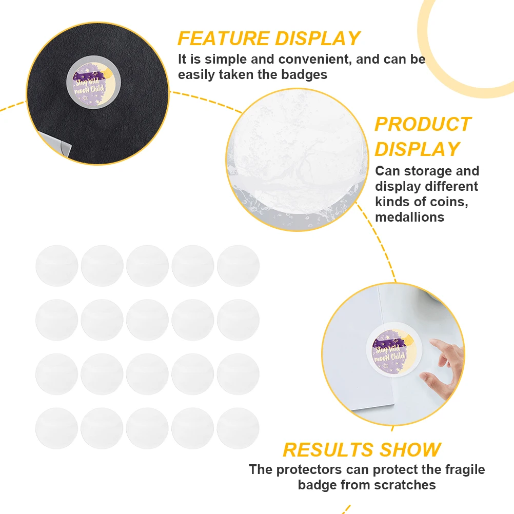 

20pcs Button Protectorclear Round Badge Cover Souvenir Badge Protector Smooth Coin Display Storage Gift For Collectors