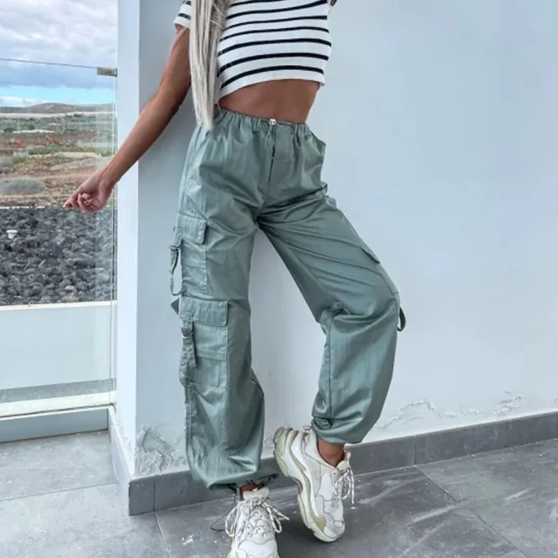 

Spring Streetwear Fashion Cool Cargo Pants Vintage Loose Pocket Female Trousers Women's Pants Y2k Hip Hop Wide Leg Joggers Baggy