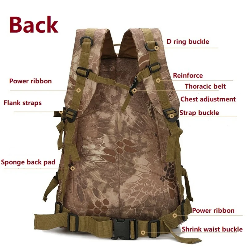 Tactical Sports Travel Backpack Mens Outdoor Wear-resistant Waterproof Mountaineering Camping Training Hiking Travel Bags Male