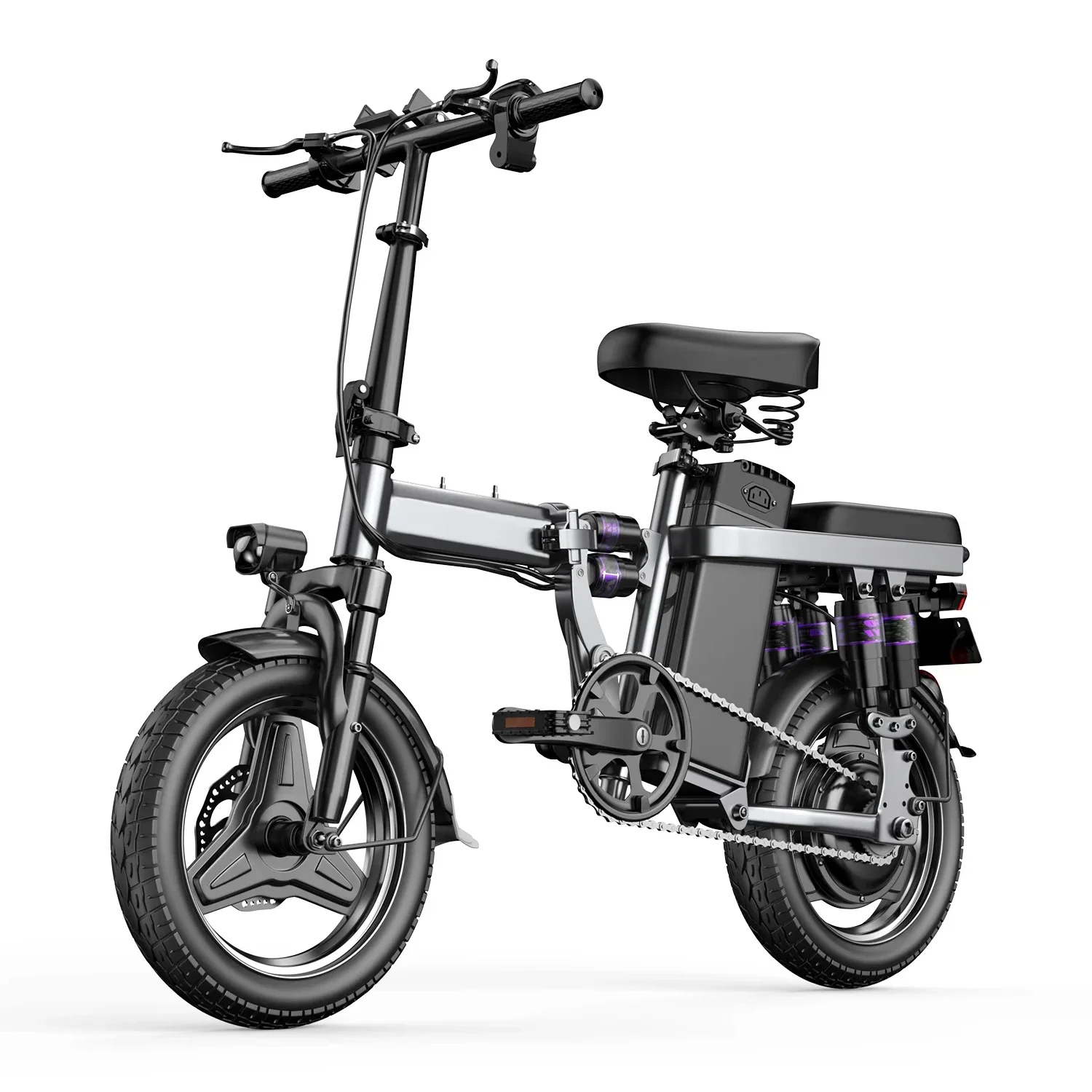 500W 48V 15AH Folding Electric Bike/14 Inch Fat Tire Electric Bike/Moped with Pedal Drop for Transport EBike