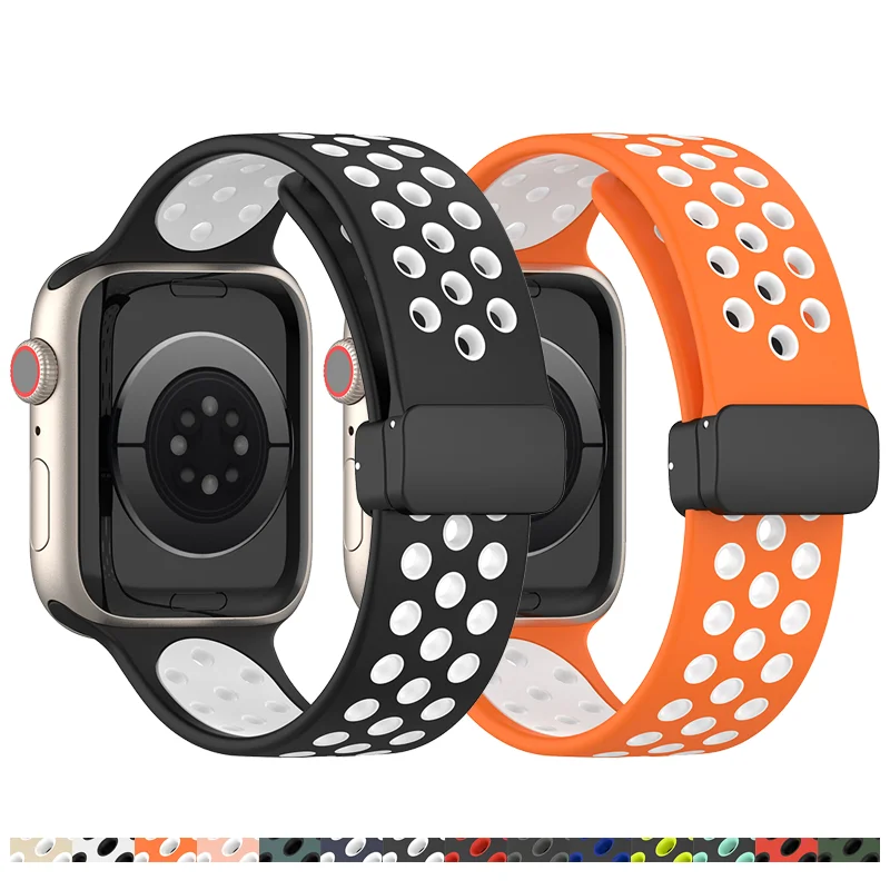 Magnetic buckle Silicone Strap For Apple Watch band 44mm 45mm 49mm 41mm 40mm 38mm 45 mm Bracelet iWatch Ultra series 7 3 6 se 8