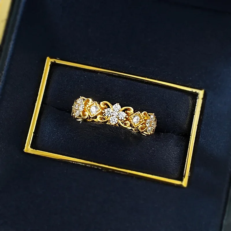 

S925 Pure Silver Antique Sparkling Diamond Iris Ring For Womenwith A Light Luxury And High-end Feel Jewelry