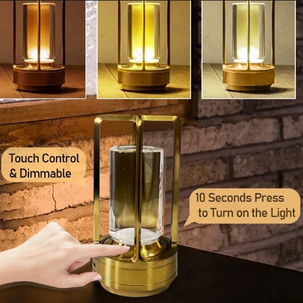 Imagem -04 - Cristal Lâmpadas de Mesa com Sensor de Toque Usb Recarregável Lâmpada Led Beside Bar Restaurante Quarto de Hotel Leitura Desktop Mesa Room Decor 5v