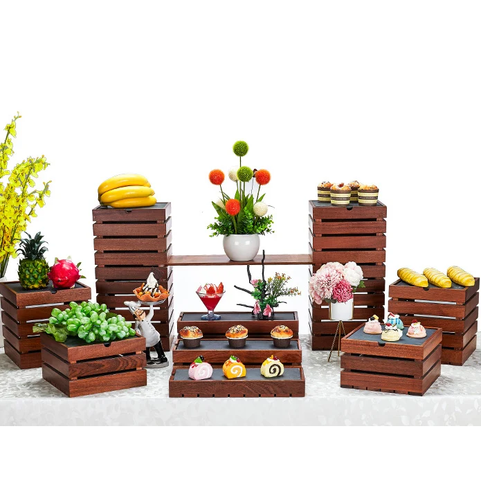 

Hot Sale High Quality Luxury Wood Wholesale Wooden Cake Stand Set Design Wedding Cake Stand Base