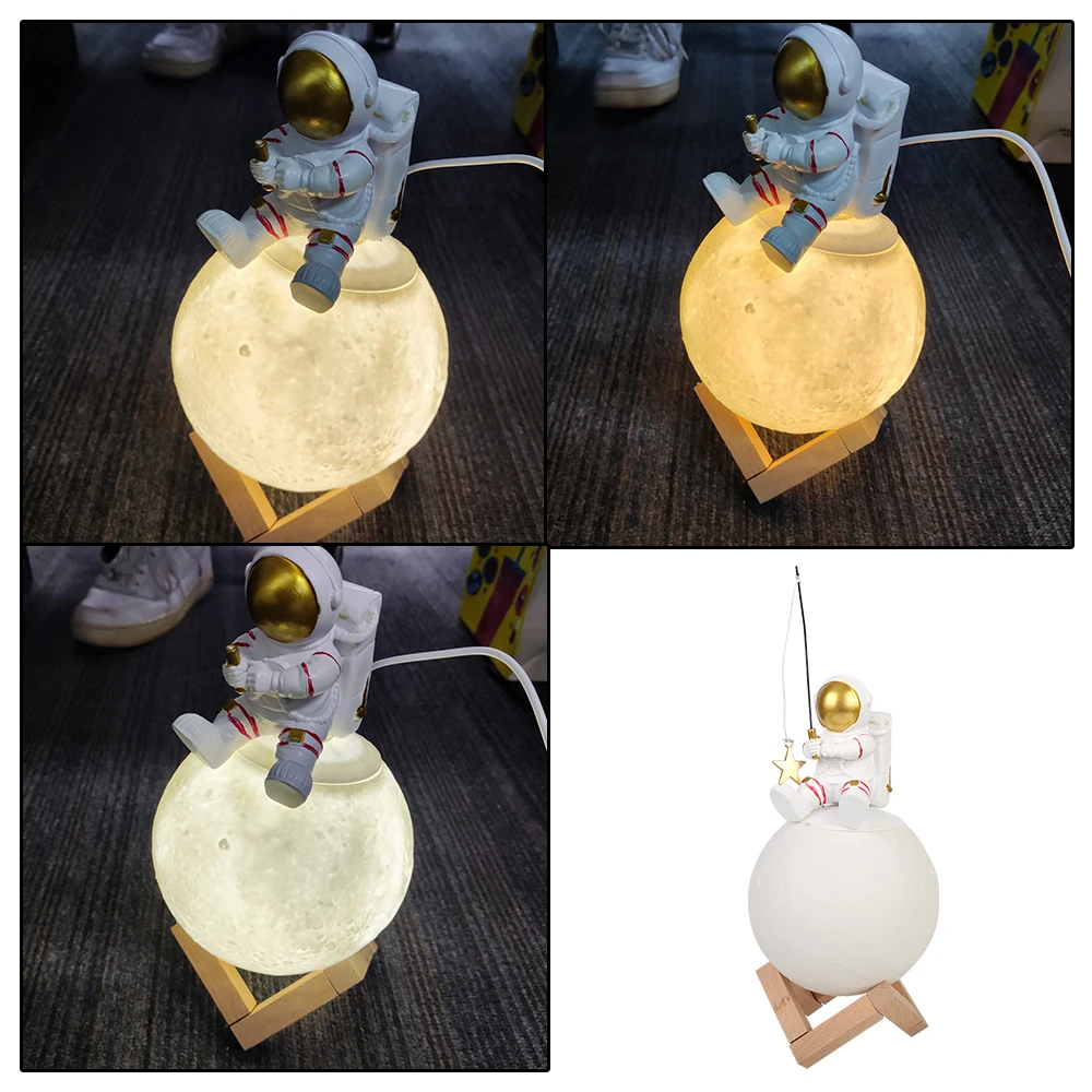 Astronaut Figurines Decor Lamp Resin Space Man Miniature LED Night Lights Humidifier Cold Fog Machine Accessories Birthday Gifts