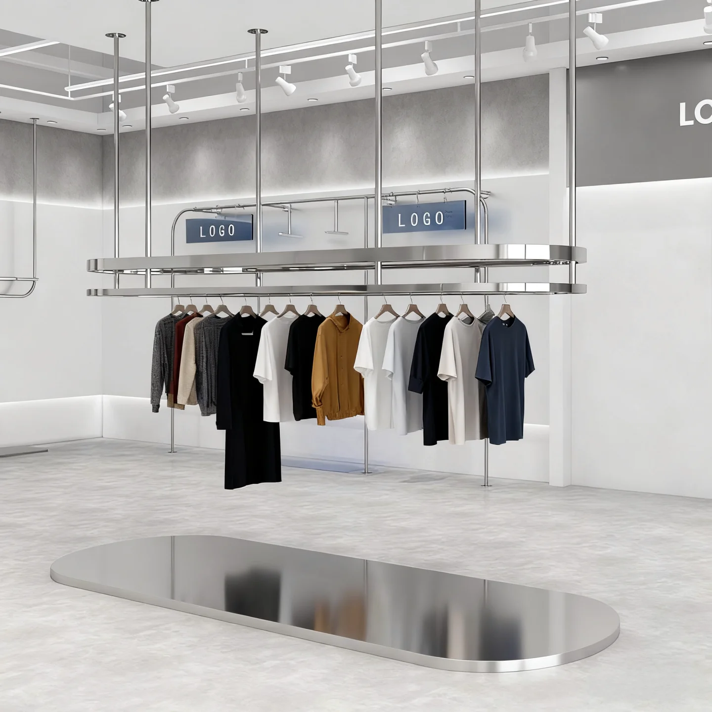 

Стеллаж для одежды из нержавеющей стали, настенная вешалка для мужской и женской одежды, демонстрационный стеллаж для одежды Nakajima.