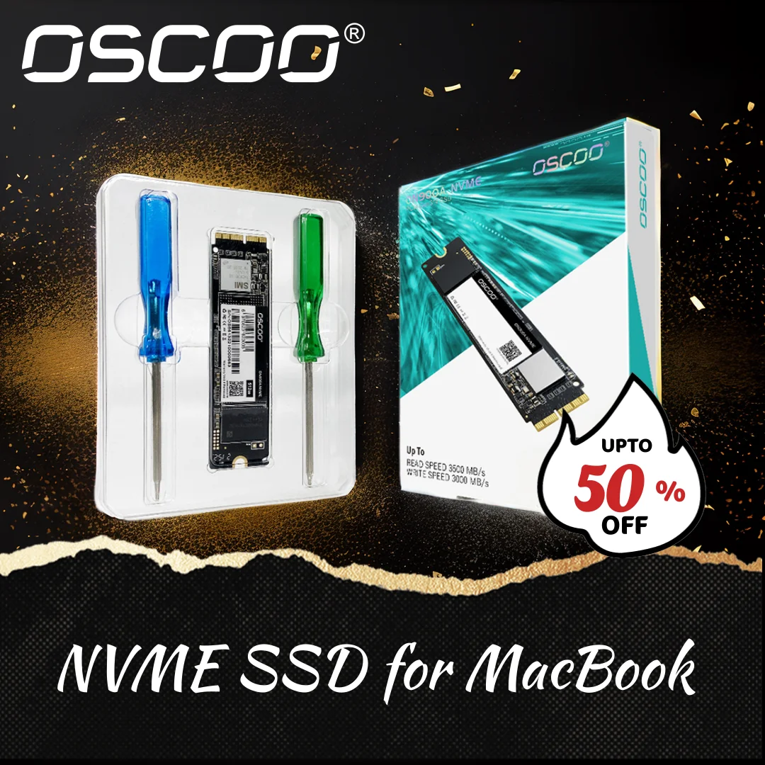 OSCOO NVMe PCIe Gen3.0*4 SSD for Macbook for 2013 2015 2017 Macbook Air A1465 A1466 A1398 A1419 A1418 SSD with Tools for Free