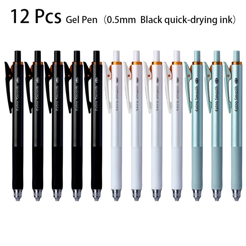 

Гелевая ручка M&G 3/6/12 шт., 0,5 мм, черные быстросохнущие чернила, школьные и офисные письменные принадлежности, канцелярские принадлежности, держатель для ручек многоразового использования