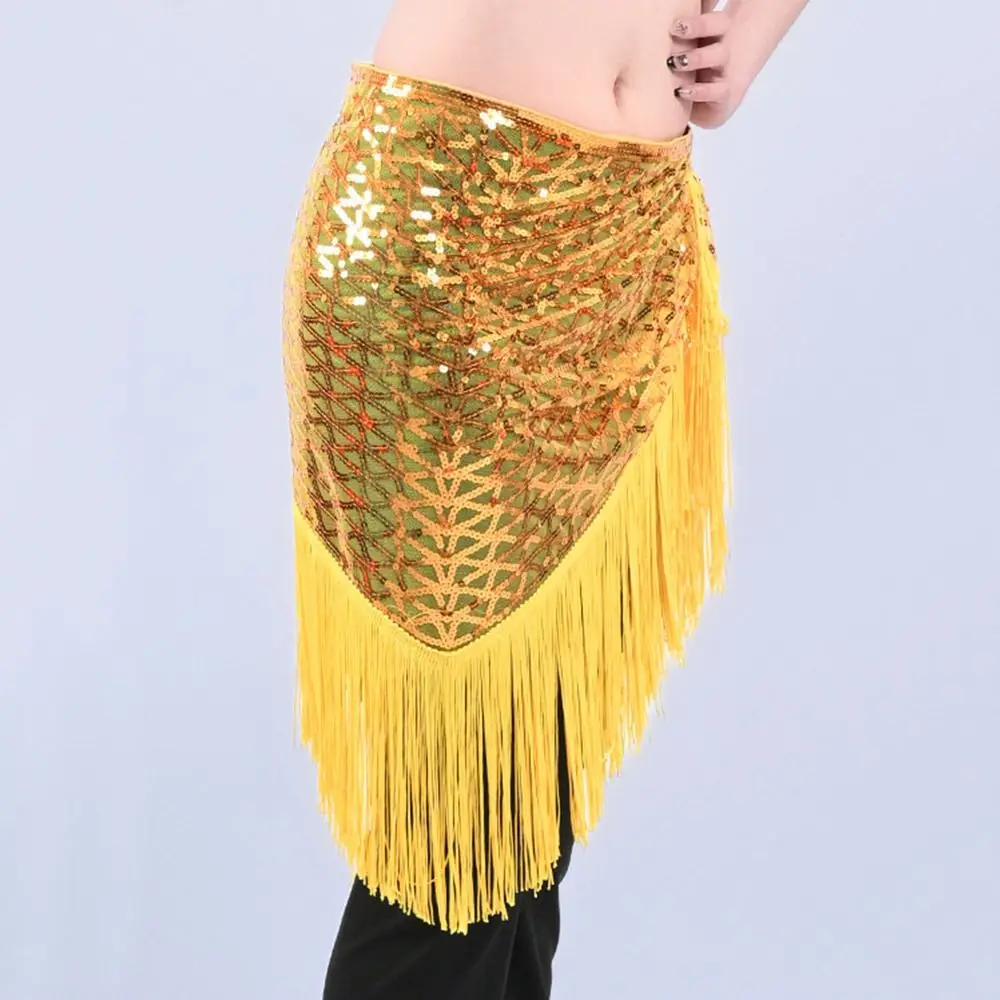 Moda borla dança do ventre hip cachecol lantejoulas crochê cintura corrente boêmio dançarina saia dança