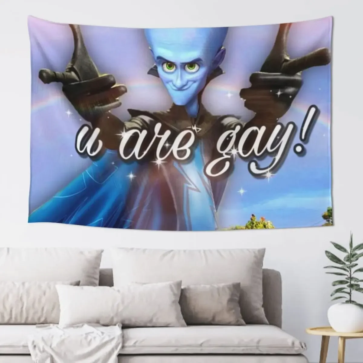 

Megamind U Are Gay! Meme Tapestry Wall Carpet Custom Decoration For Bedroom Tapestry