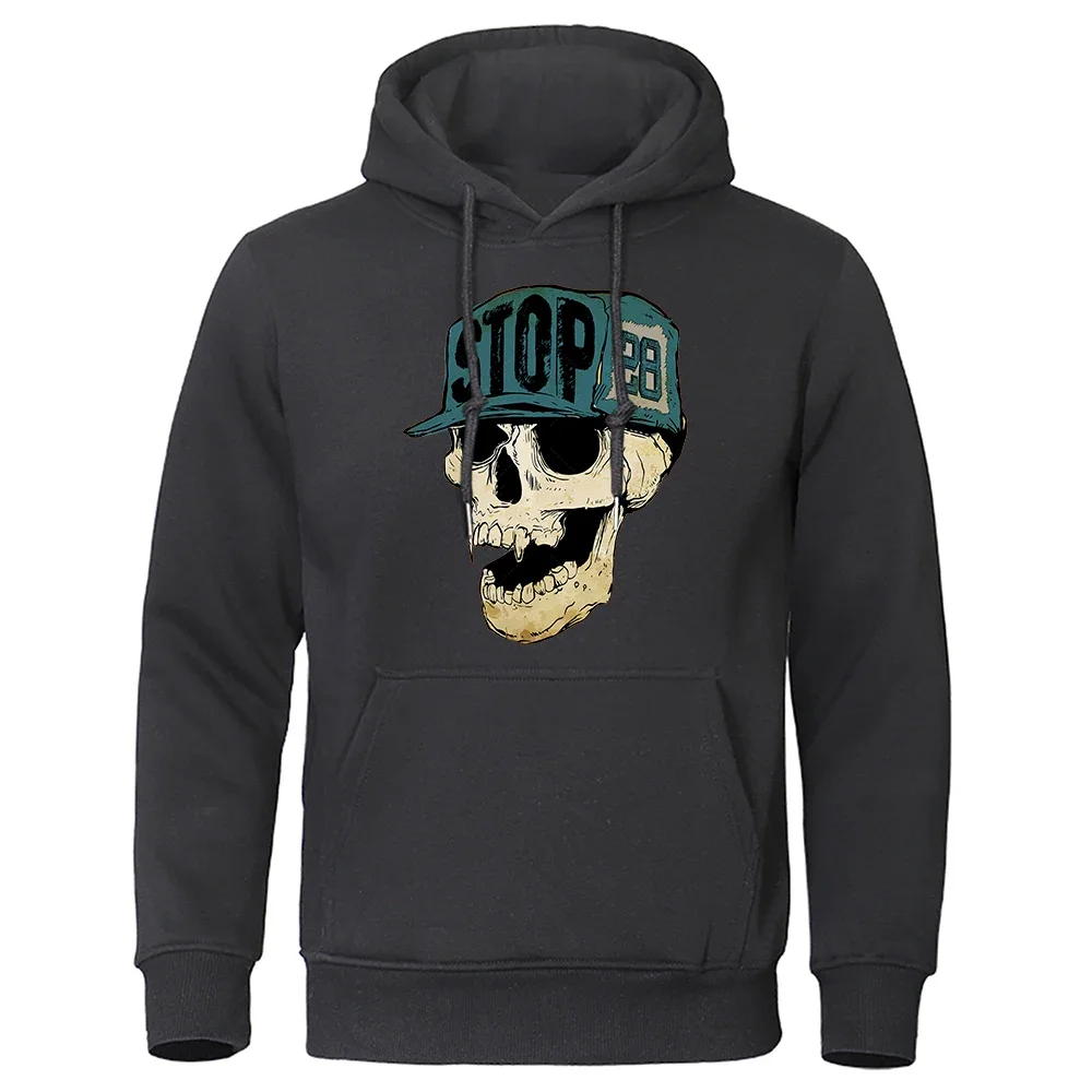 Casual Street Hoodie Crewneck Clothing  Pullover Male Stop Skull In Hat Horrible Printed Hoody Mens